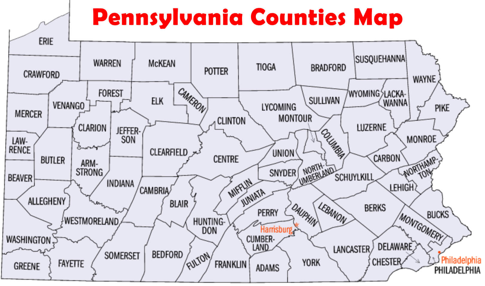Pennsylvania comtes carte